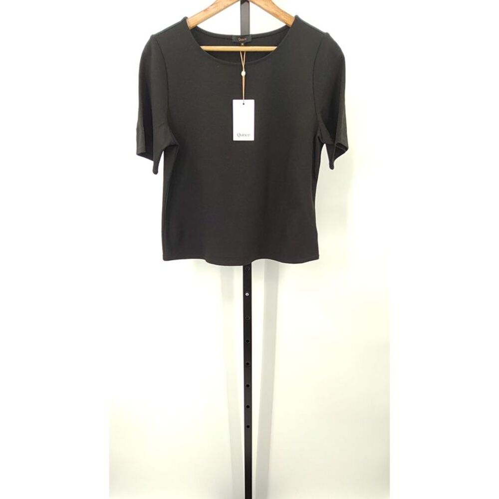 Quince Womens Ultra-Stretch Ponte Short Sleeve Top Black M